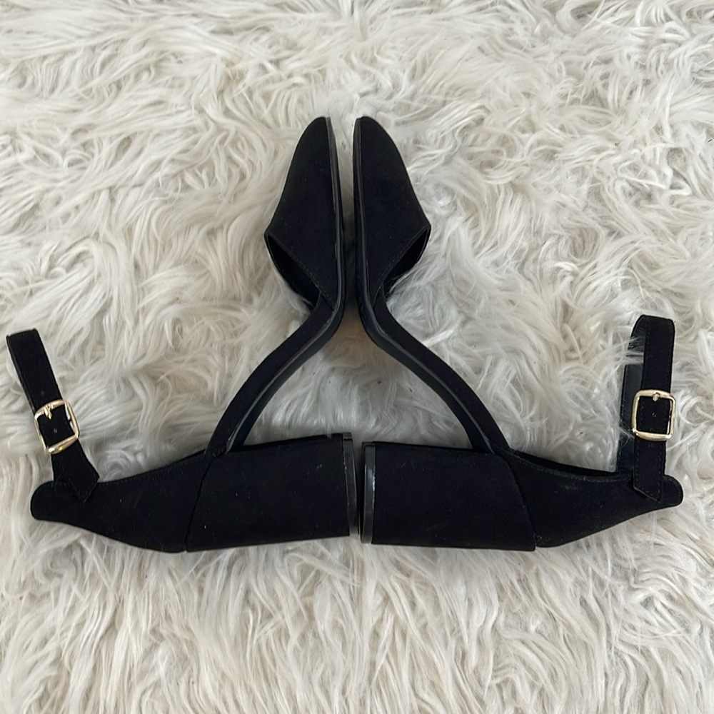 LULUS Ellarose Black Suede Ankle Strap Chunky Heels Size 5 NEW - Picture 10 of 15